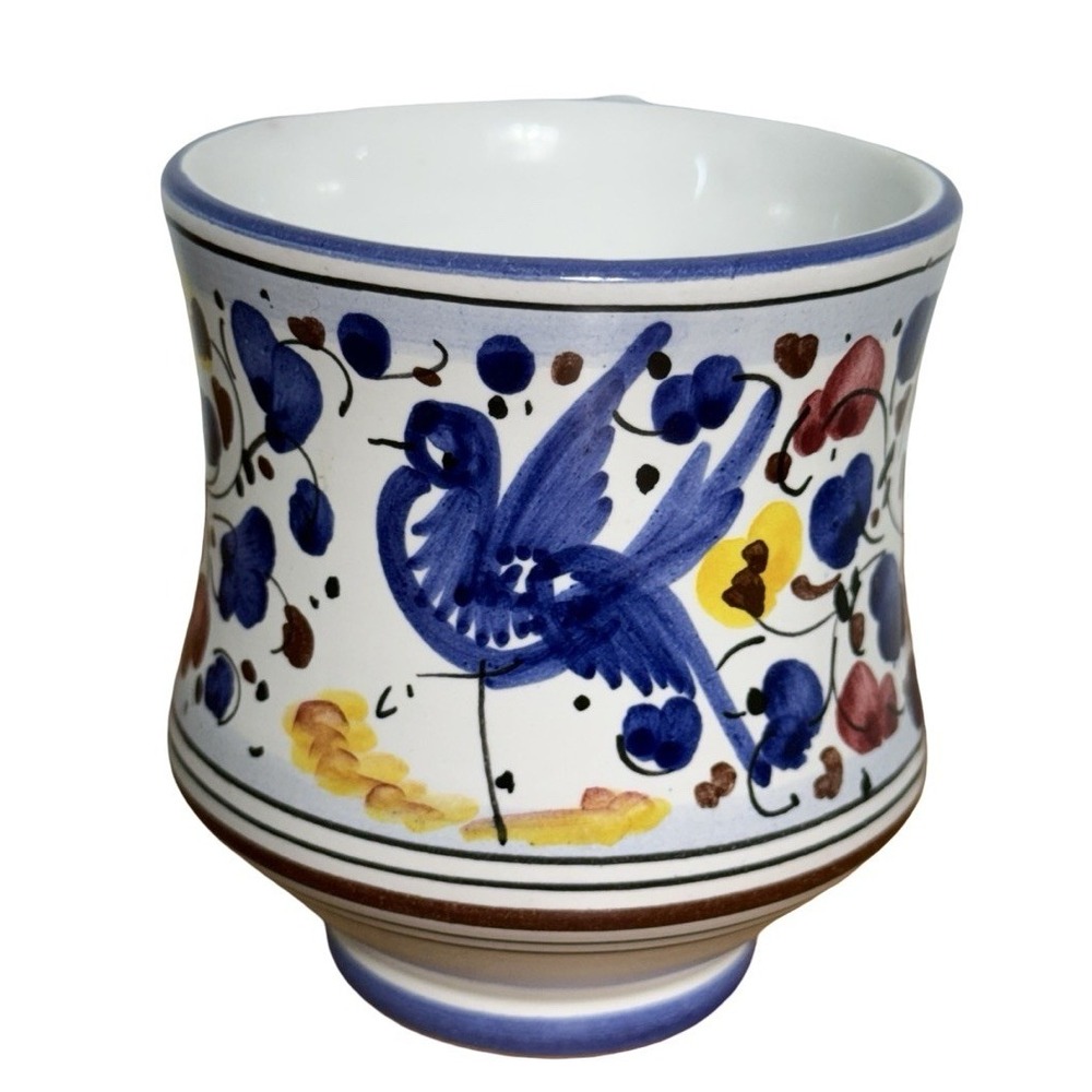 Cama Deruta Pottery Coffee Mug Tea Cup Hand Painted in Italy signed Blue Bird‎